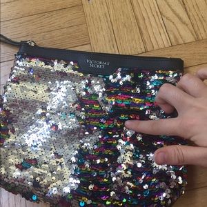 Victoria Secret sequin makeup bag